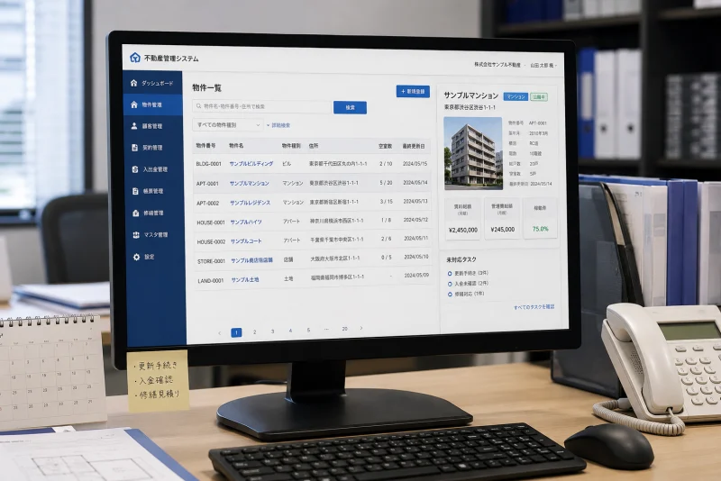不動産業務システムの画面