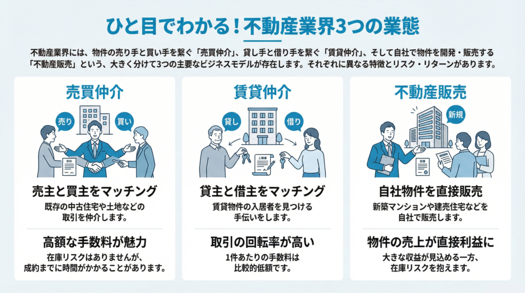 賃貸仲介・不動産販売との違い
